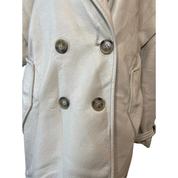 Apparis Kiera Faux Leather Trench Coat in Ivory Large New Vegan Jacket - Picture 11 of 16